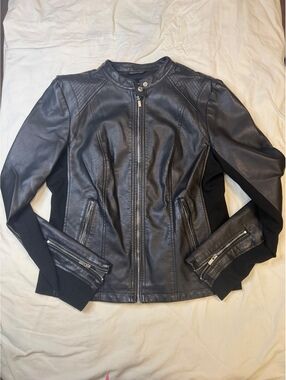 Express Black Faux Leather Jacket L